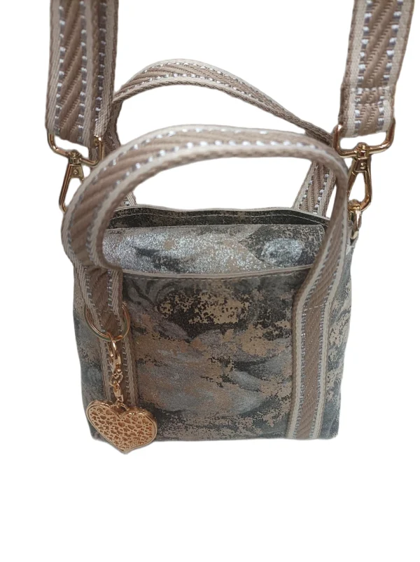 Bolso Milano Metalizado Plata Beig 2