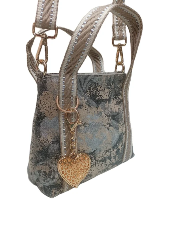 Bolso Milano Metalizado Plata Beig 3