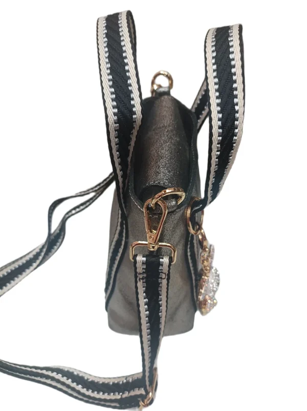 Bolso Milano Metalizado Plomo 4