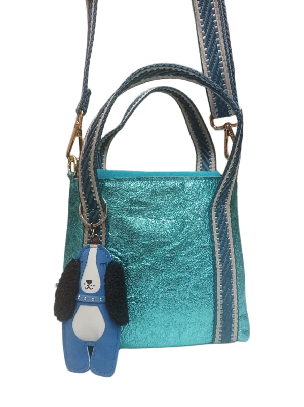 Bolso Milano Metalizado Turquesa Bolso Mini Tote Bag Milano Metalizado Turquesa
