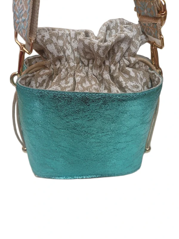 Bolso Napoles Metalizado Celeste 2