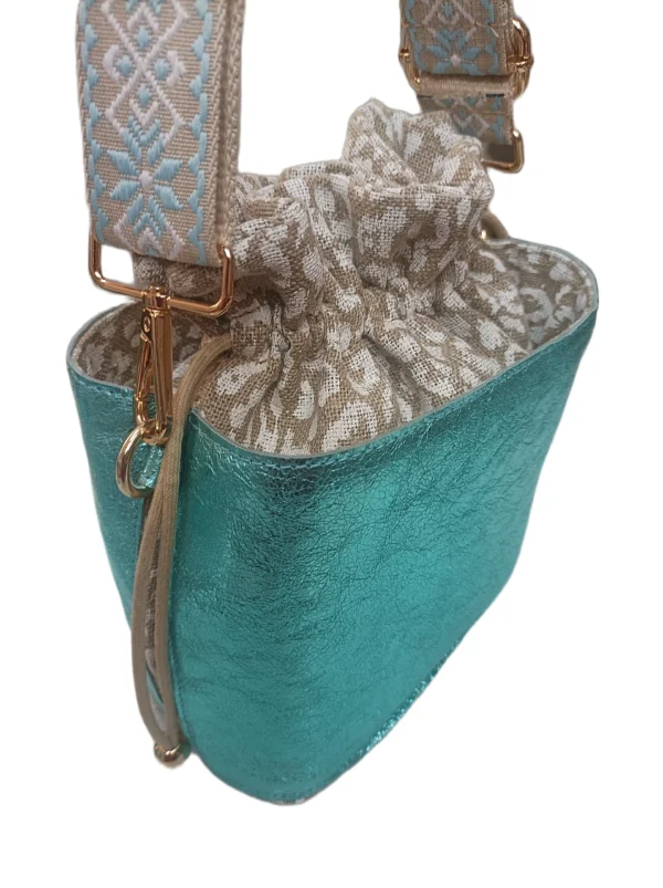 Bolso Napoles Metalizado Celeste 4
