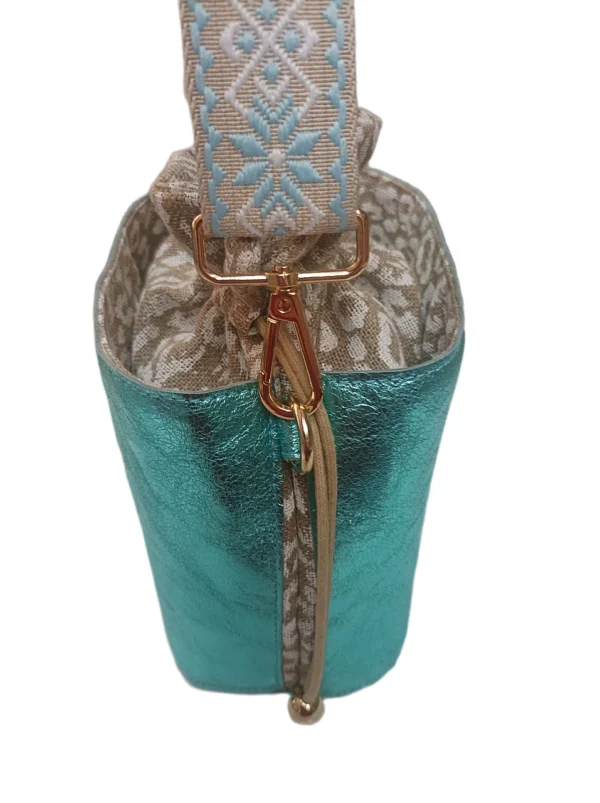 Bolso Napoles Metalizado Celeste 6