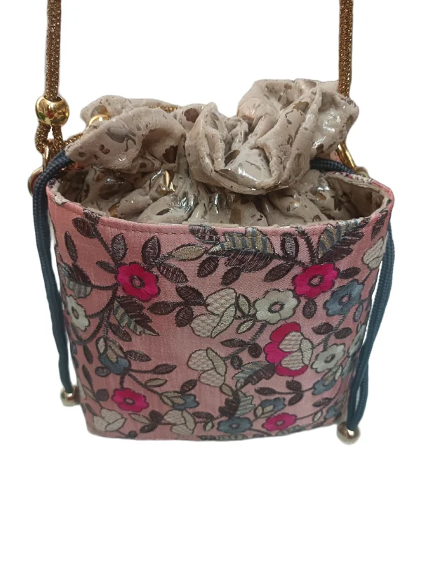 Bolso Napoles Tejido Bordado Flores Rosa 2