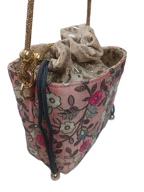 Bolso Napoles Tejido Bordado Flores Rosa 4
