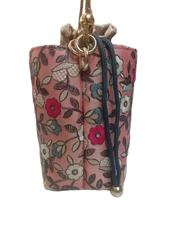 Bolso Napoles Tejido Bordado Flores Rosa 5