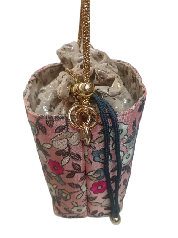 Bolso Napoles Tejido Bordado Flores Rosa 6