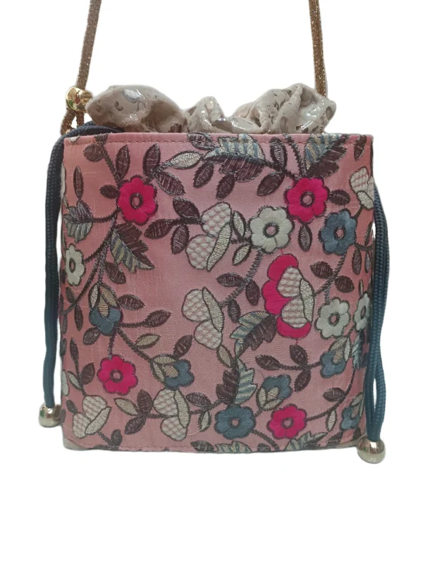 Bolso Bombonera Napoles Tejido Bordado Flores Rosa