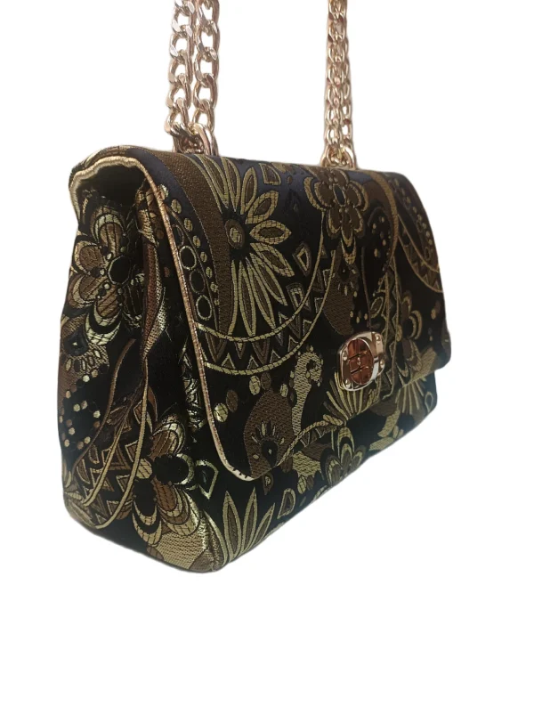 Bolso Venecia Tejido Flores Negro 2