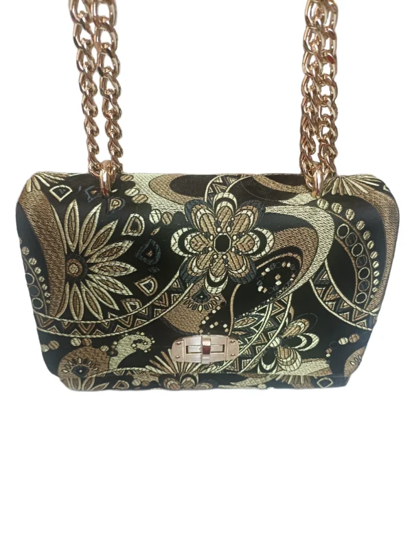 Bolso Venecia Tejido Flores Negro 4