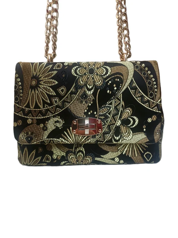 Bolso Venecia Tejido Flores Negro Bolso Venecia Tejido Flores Negro