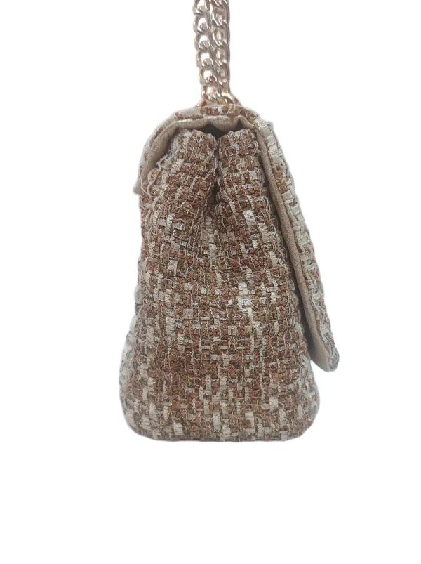 Bolso Venecia Trenzado Blanco Y Oro 3