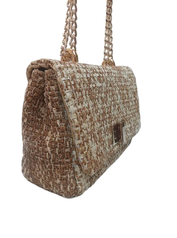 Bolso Venecia Trenzado Blanco Y Oro 4