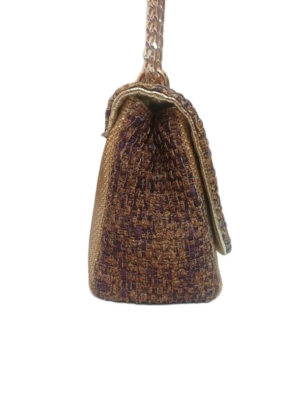 Bolso Venecia Trenzado Oro Y Morado 3