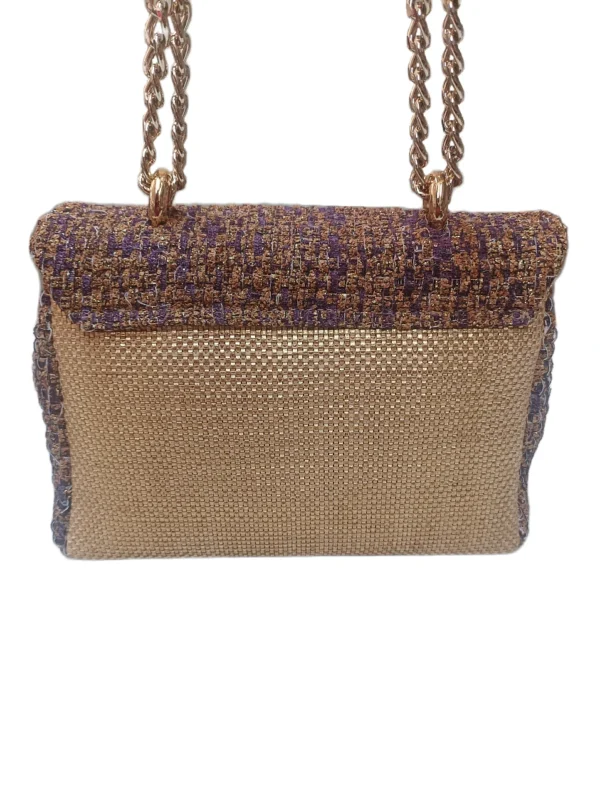 Bolso Venecia Trenzado Oro Y Morado 4